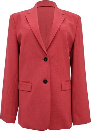 Theory Single-Breasted Blazer in Red Linen