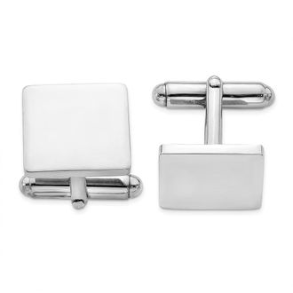 Diamond2Deal Sterling Silver Rhodium Plated Square Cuff Links