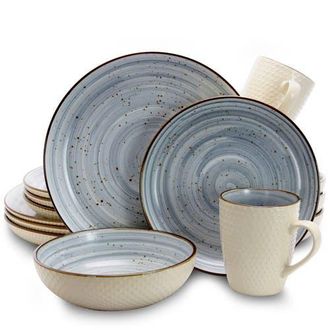 Elama Mellow 16-Piece Dinnerware Set in Blue at Nordstrom