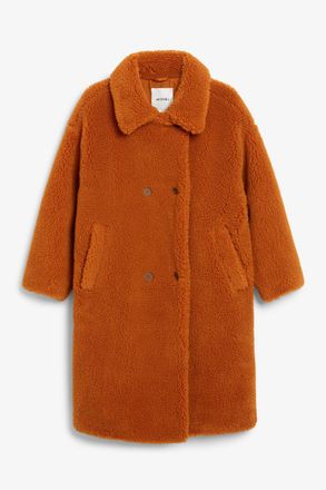 Monki Langer Teddymantel - Orange