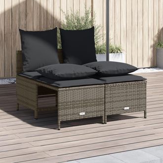 vidaXL Set De Sof&aacute;s De Jard&iacute;n 4 Pzas Y Cojines Rat&aacute;n Sint&eacute;tico Gris Vidaxl