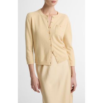 Vince Pocket Wool & Cashmere Blend Cardigan in Chamomile at Nordstrom, Size Xx-Small