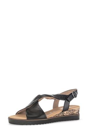 Gabor Ankle Strap Wedge Sandal in Black at Nordstrom, Size 10.5Us