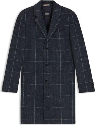 BOSS Slim-fit coat with plain check