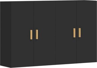 vidaXL Wall Mounted Cabinets 2 pcs Black Engineered Wood Vidaxl