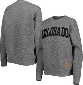 Pressbox Womens Pressbox Heather Charcoal Colorado Buffaloes Moose Quilted Pullover Sweatshirt in Heather Gray at Nordstrom, Size Xx-Large