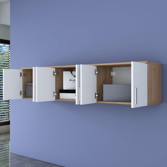 Dmora Mueble Colgante Tapiz, 6 Puertas, 3 Compartimentos, Apertura Abatible, 180x41h Cm Marr&oacute;n Roble