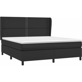 vidaXL Vidaxl - Cama Box Spring Con Colch&oacute;n Cuero Sint&eacute;tico Negro 180x200 Cm