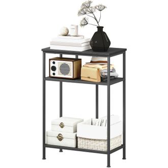 HOMCOM Mobile Consolle da Ingresso a 3 Ripiani in Metallo e Legno Nero - Homcom