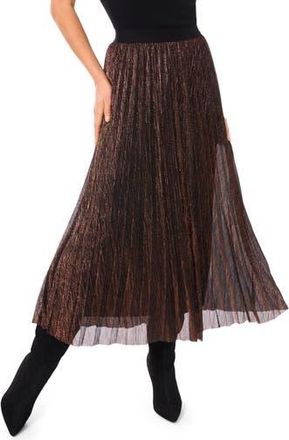 Halogen Metallic Pleated Skirt in Bronze at Nordstrom Rack, Size Xx-Large