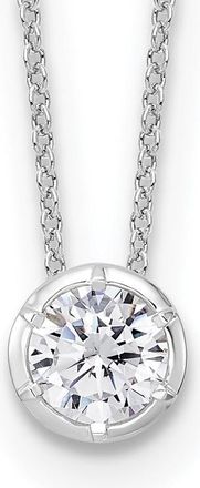 Diamond2Deal 14k White Gold 3/4 Ct Lab Grown Diamond Solitaire Slide Necklace 18 Clarity VS, Color D-E