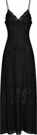 Silvian Heach Lange Jurk met Dunne Bandjes en Decoratieve Inzetstukken - Dames - Avondkleed - Zwart - M - Kleedjes