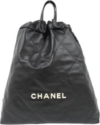 Chanel Pre-owned Vintage Rugzak - Dames - Vintage Rugzakken - Zwart - ONE Size - Leer - Vintage