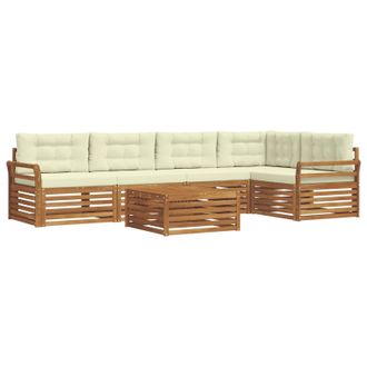 vidaXL Conjunto De Sof&aacute;s De Exterior Con Coj&iacute;n 6 Pcs Natural Y Crema Vidaxl