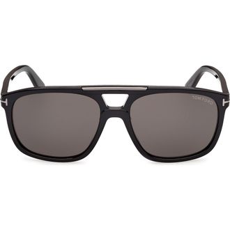 Tom Ford Brianna 58mm Gradient Navigator Sunglasses in Black Dark Gunmetal /Smoke at Nordstrom
