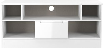 Lewis's Milan 1 Drawer TV & Media Unit in White Gloss & White Matt - Ready Assembled - Lewiss Home | TJ Hughes
