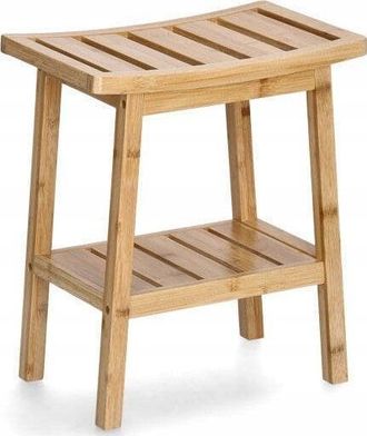 ZELLER Taburete De Ba&ntilde;o Natural En Madera De Bamb&uacute;