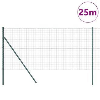 Berkfield Home Green Euro Fence with 13 Posts 1x25 m Galvanised Steel Green