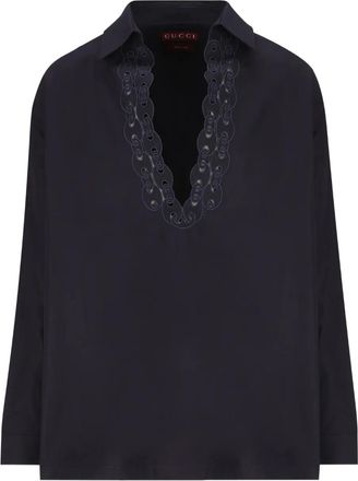 Gucci Overhemd met V-hals - Blauw