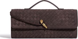 Adornia Suede Dark Brown Woven Baguette Bag