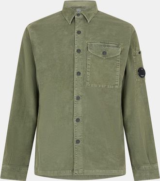 C.P. Company Mens Lens Corduroy Shirt in Seagrass 612 - Green - Size Small