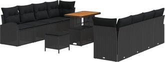 vidaXL Vidaxl - Garden Sofa Set with Cushion 11 pcs Black Poly rattan