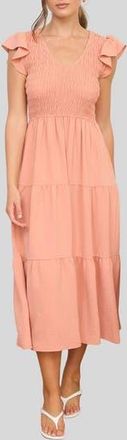 Blu Pepper Smocked Maxi Dress in Peach at Nordstrom Rack, Size Medium