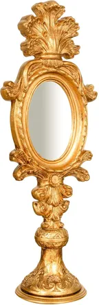 Biscottini International Biscottini - Espejo De Madera Made In Italy Con Acabado En Pan De Oro Antiguo