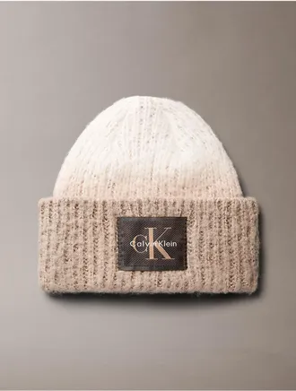 Calvin Klein Womens Monologo Ombre Rib Beanie - Brown - OS