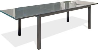 DCB Garden Mesa de jardín 12 plazas de aluminio y tablero de vidrio