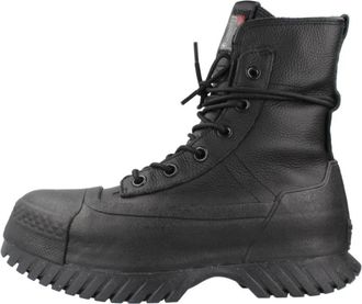 Converse Stijlvolle Lace-up Laarzen met Profielzolen - Dames - Veterlaarzen - Zwart - 35 EU - Schoenen