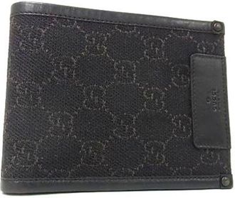 Gucci Black Canvas Leather Wallet (Bi-Fold) (Pre-Owned)