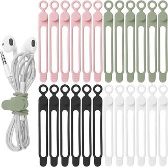 OEM Bridas De Silicona Para Cables, 24 Unidades Organizadoras De Cables Para Auriculares, Bridas Reutilizables Para El Hogar, La Oficina Y La Cocina