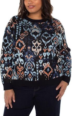 Liverpool L.A. Jacquard Sweater in Blue Multi Ikat at Nordstrom, Size 3 X