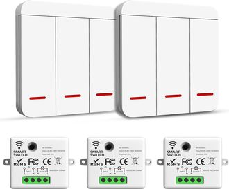 OEM Interruptor Inal&aacute;mbrico Adecuado, Interruptor De Seguridad Con Transmisor Rf Y Controlador Receptor: Interruptor De Luz Inteligente De 2200 W/10 A, Al