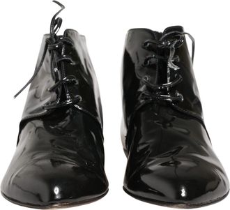 Dolce & Gabbana Black Leather AnkleBoots Womens Shoes (Pre-Owned)