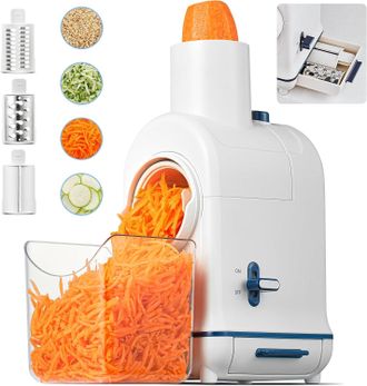 OEM Rallador El&eacute;ctrico De Verduras Aobosi, Rallador El&eacute;ctrico Para Rallar Y Cortar Con Una Ranura Ancha Para Rallar Zanahorias Y Patatas Enteras, 3 Cuchil