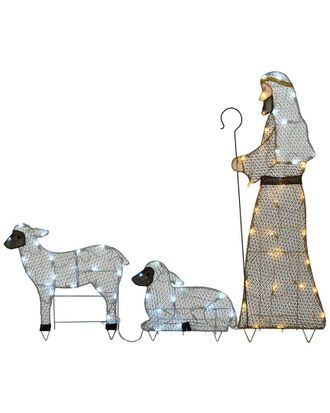 National Tree Company Led Shepherd With Sheep Decoration