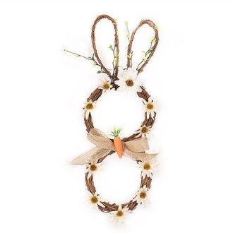 OEM 2 Coronas De Pascua: Corona De Conejo De Rat&aacute;n, C&iacute;rculo Tejido, Decoraci&oacute;n Para Puerta