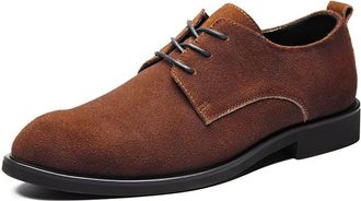 Generic Oxford Dress Shoes for Men Lace Up Round Toe Derby Shoes PU Leather Anti-Slip Resistant Non Slip Classic(Brown,10.5 UK)