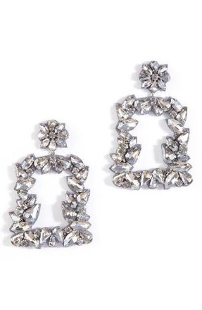 Deepa Gurnani Anushka Mixed Cut Crystal Drop Earrings in Silver at Nordstrom