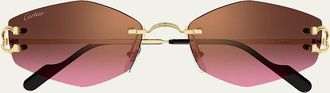 Cartier 56mm Geometric Oval Sunglasses