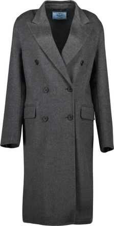 Prada Lange wollen jas- elegante stijl - Dames - Mantel - Grijs - M - Wol - Jassen