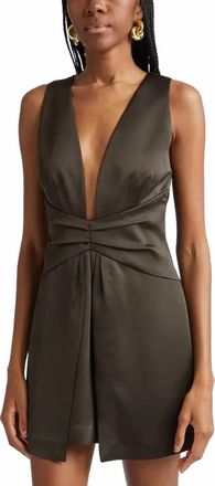 Ramy Brook Cassea Plunging Mini Dress In Deep Olive
