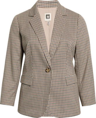 Anne Klein Houndstooth One Button Blazer in Anne Black Multi at Nordstrom, Size 22W