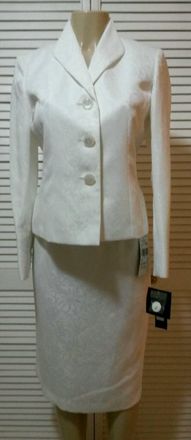 Le Suit Womens Mystic Legend Skirt & Blazer In Vanilla Ice