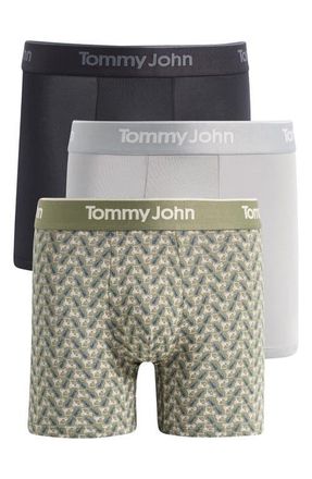 Tommy John Assorted 3-Pack Second Skin 4-Inch Stretch Modal Boxer Briefs in Black/Monument/Golf Carts at Nordstrom, Size Xx-Large
