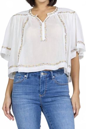 Dear John Denim Floral Trim Jada Top In White