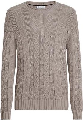 Brunello Cucinelli Fishermans cable sweater in Brown at Nordstrom, Size 58 It