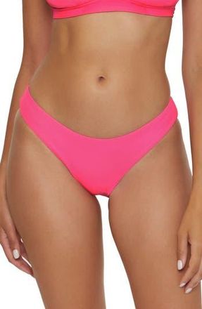 BECCA by Rebecca Virtue Modern Edge Ribbed Hipster Bikini Bottoms in Pink Glow at Nordstrom Rack, Size Medium